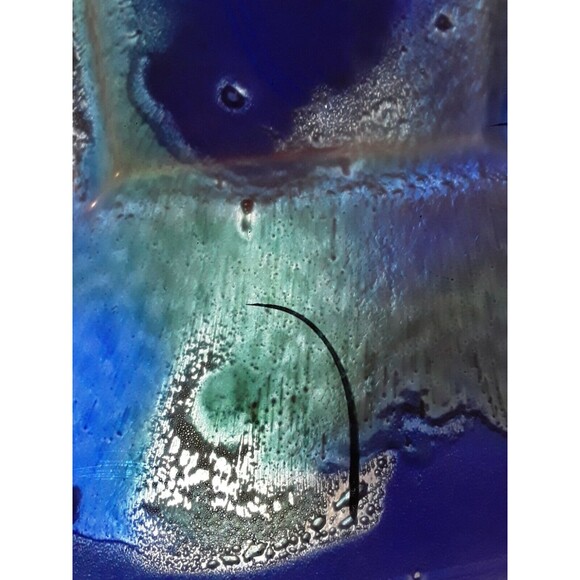 Andreas Meyer Blue Glass Hand Made in Israel Fused Art Nahariya Dish - Picture 8 of 8